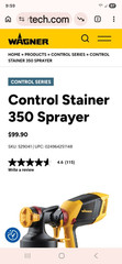 WAGNER Control Stainer 350 Handheld Sprayer, Material Flow Control, 1.5 qt Cup