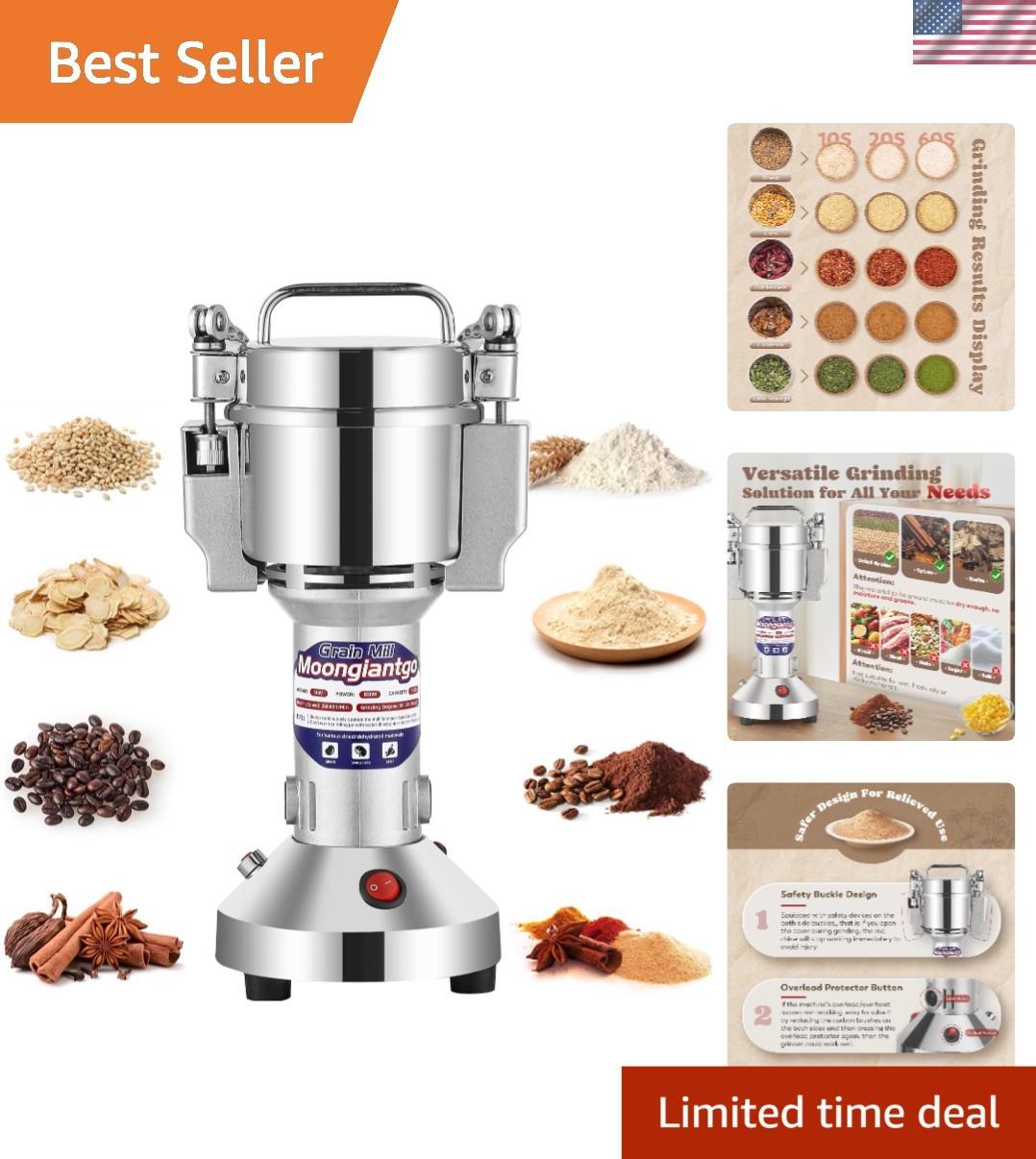 150g Electric Spice Grinder with Safety Features - Stainless Steel Construction gallery