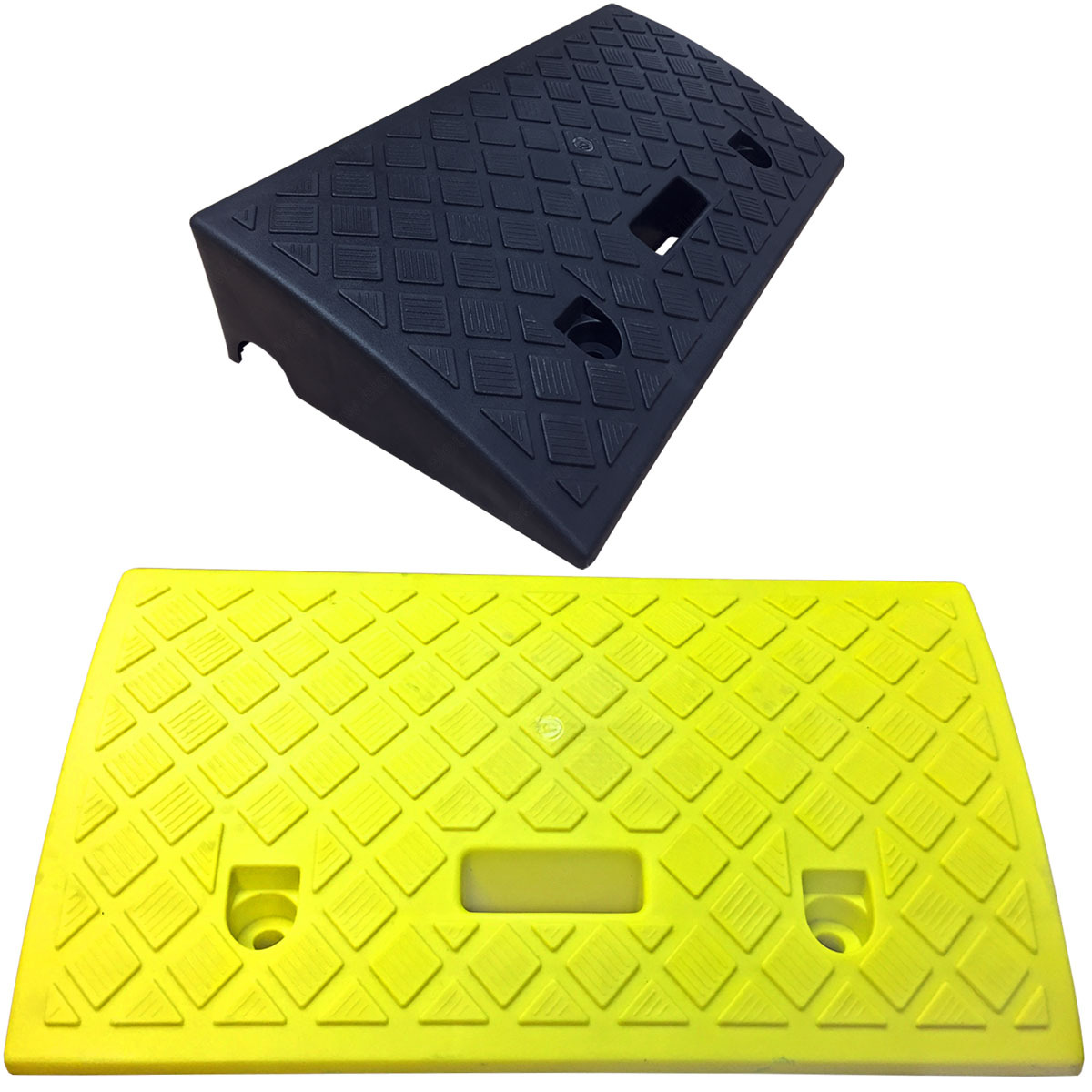 4" Polypropylene Plastic Portable Curb Ramps - Traffic Safety - Yellow / Black gallery