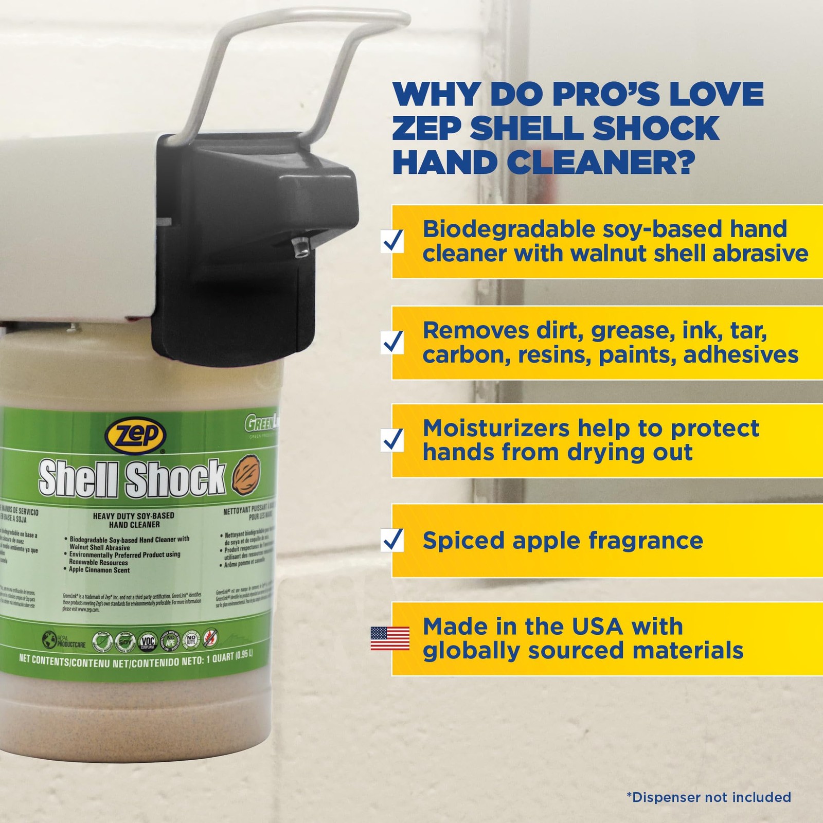 Zep Shell Shock Industrial Hand Cleaner - 32 Oz 32 Fl (Pack of 1), White gallery