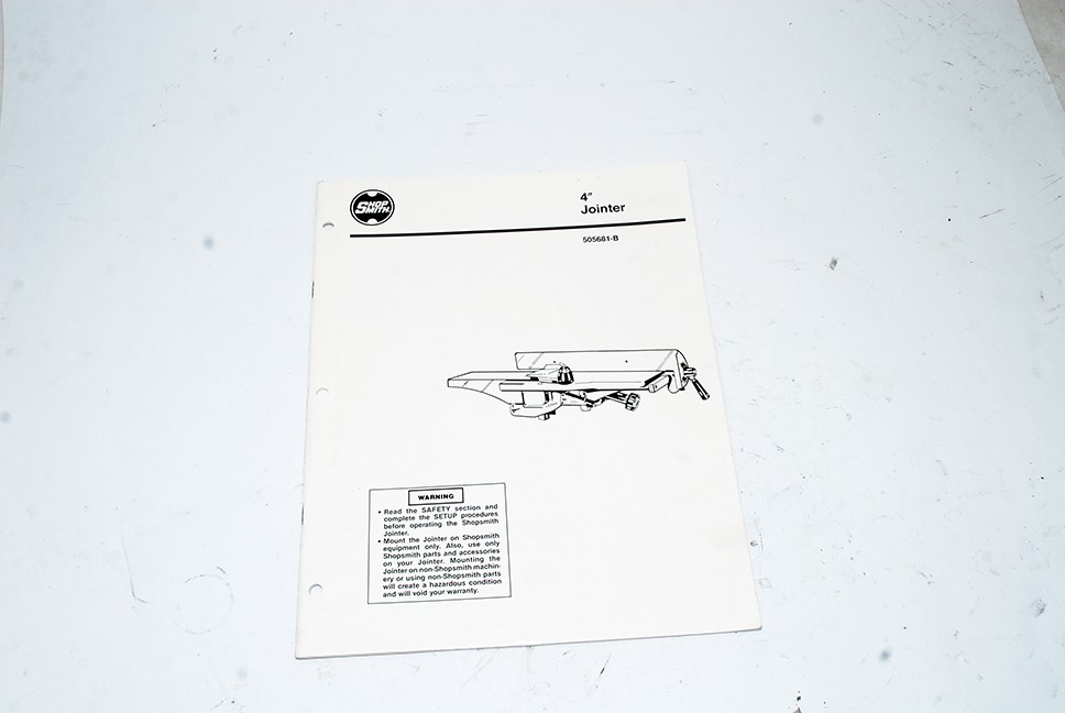 ShopSmith Original User Manual - 4 Inch Jointer, 31 pages (Black &White) gallery