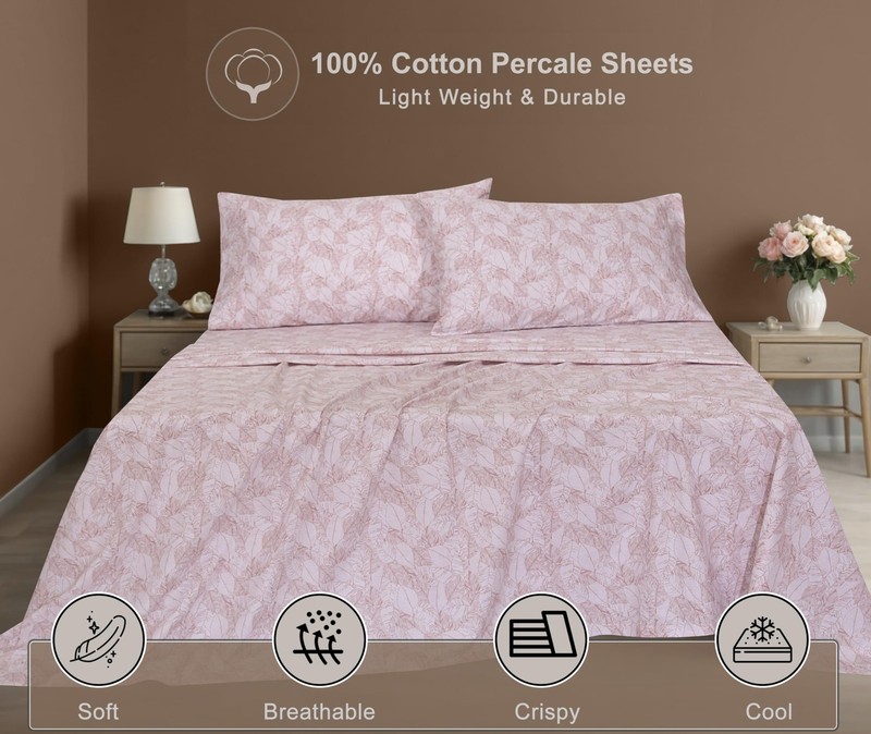 100% Cotton Sheets - Cooling & Crisp Twin XL Size Percale Sheets Sets, 16" De... gallery