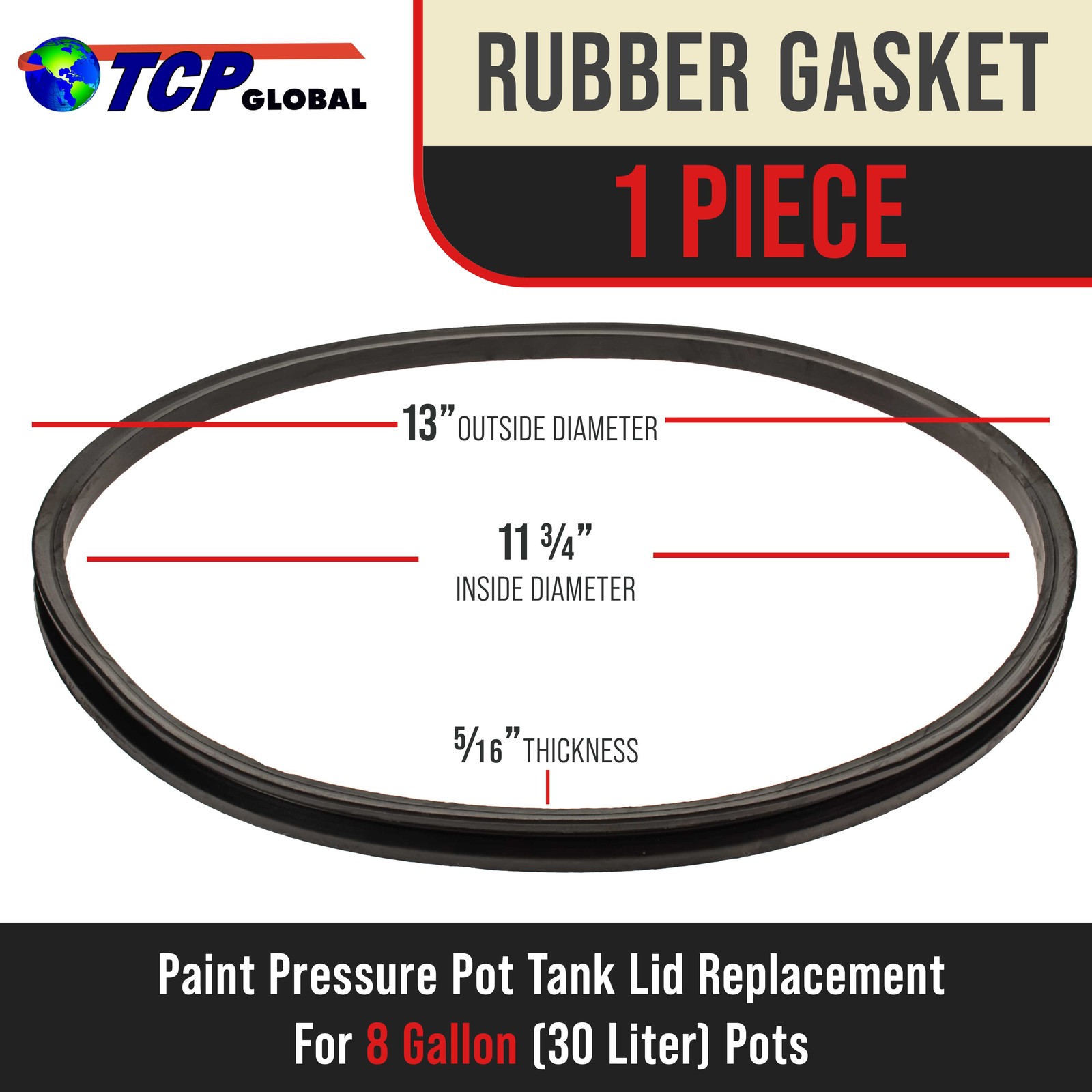 8 Gallon Replacement Lid Gasket for Pressure Paint Pot Tank Spray Gun TCP GLOBAL gallery