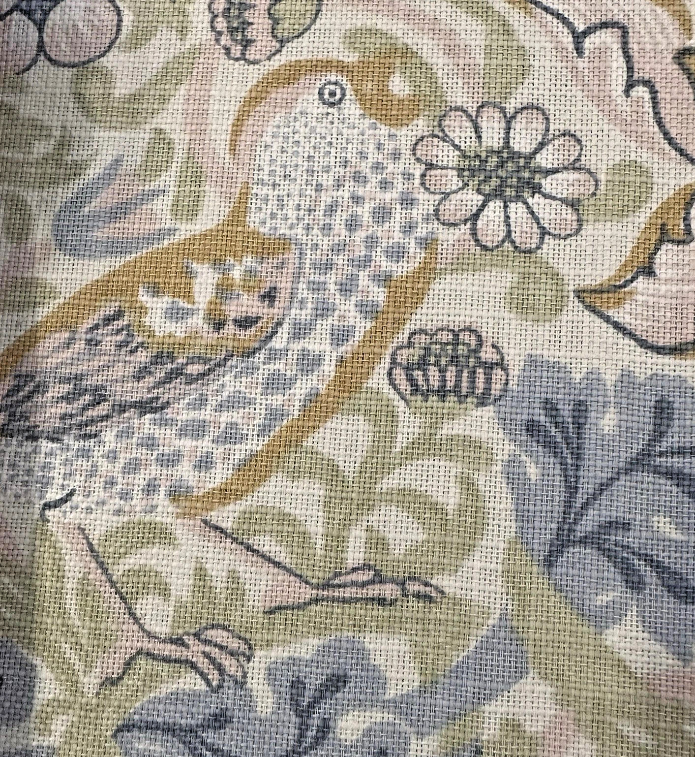 William Morris & Co Strawberry Thief Floral Tablecloth 70" Round Birds Flowers gallery