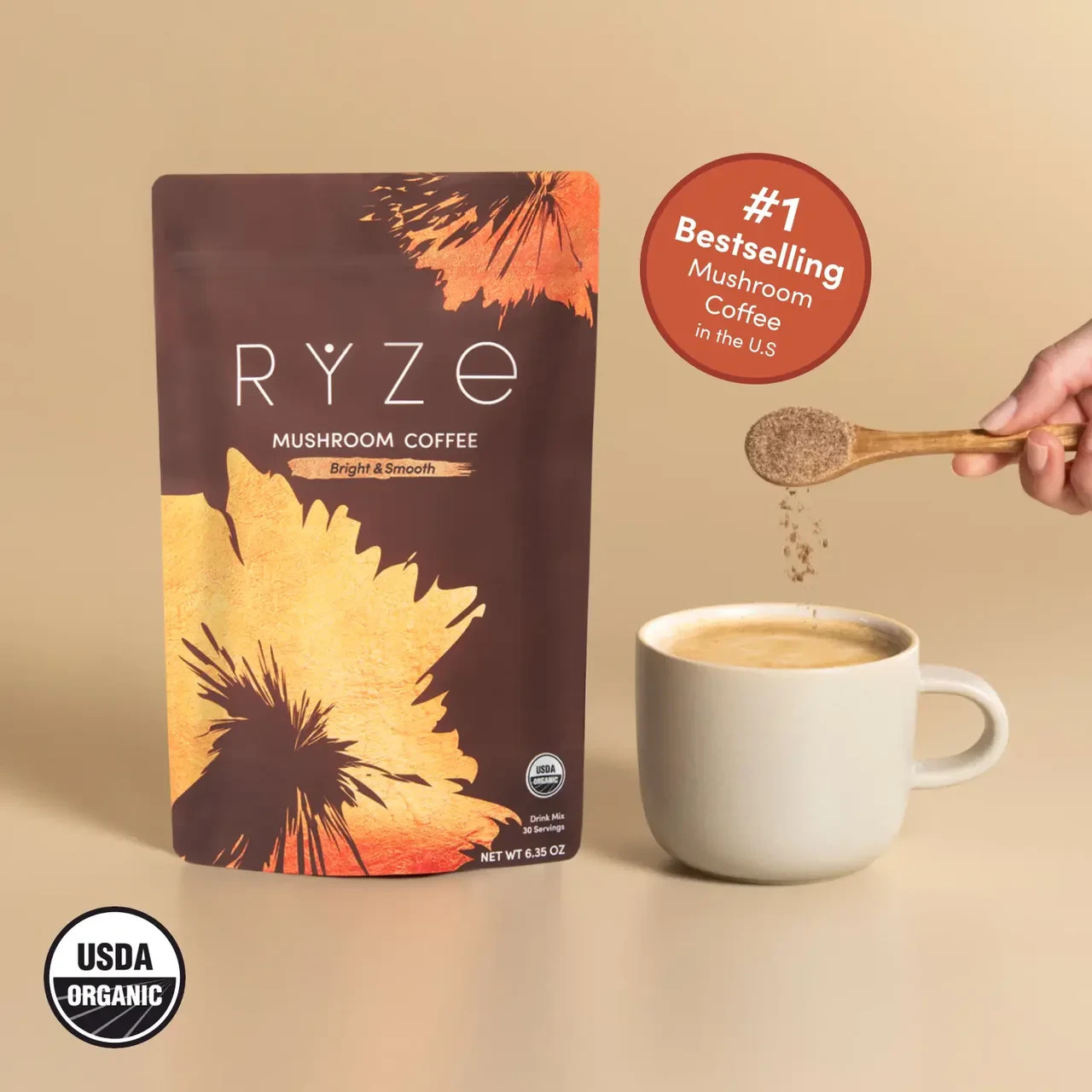 RYZE Mushroom Coffee, 6 Adaptogenic Mushrooms, USDA Organic Pack Of 2 gallery