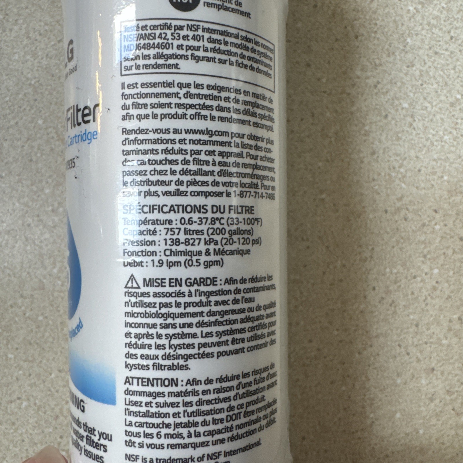6 Months Genuine LG Water Filter Replacement Cartridge LT1000P/PC/PCS New Sealed gallery