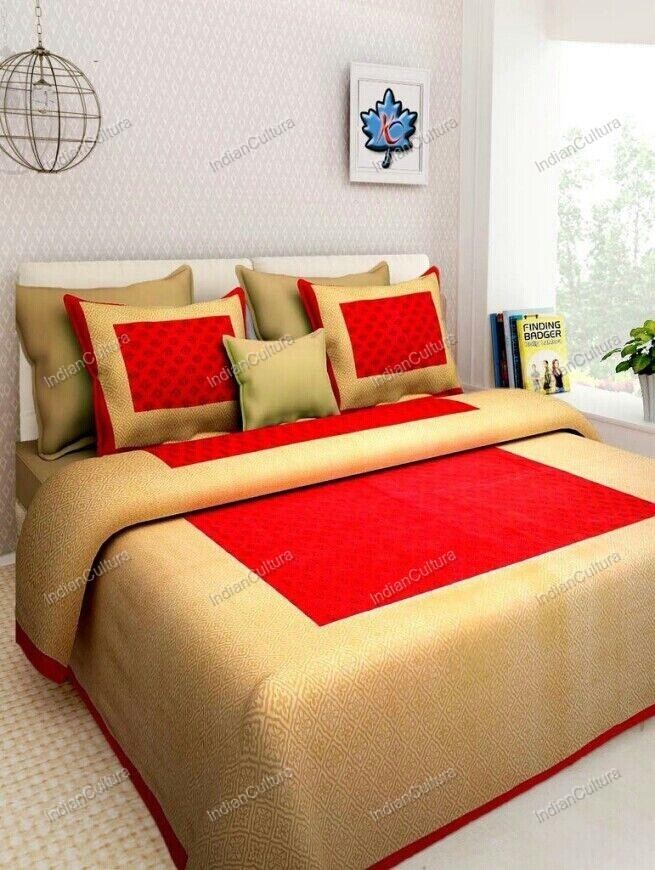 Beautiful Fabric flat Sheet 4 Kaam Gad Buti Cotton Double BedSheet With 2Pillow gallery