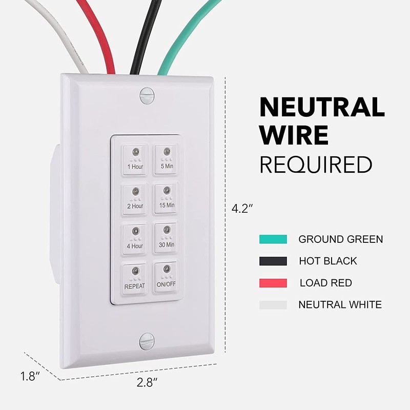 BN-LINK Countdown Digital In-wall Timer 5-15-30-60 mins 2 4 hours for lights gallery