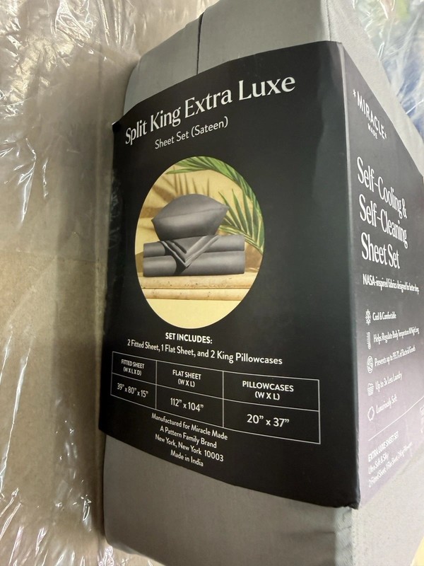 Miracle Made Split King Sheet Set Gray Self Cooling Self Cleaning New gallery
