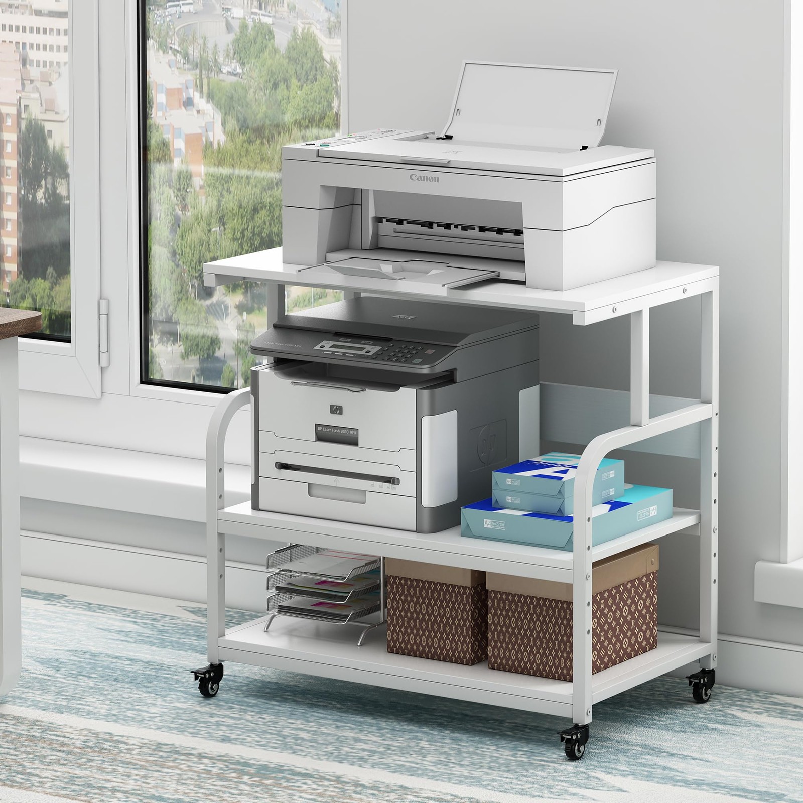 Printer Stand, 32.3" x 18.9" x 32.1" Extra Large Printer Table with Adjustabl... gallery