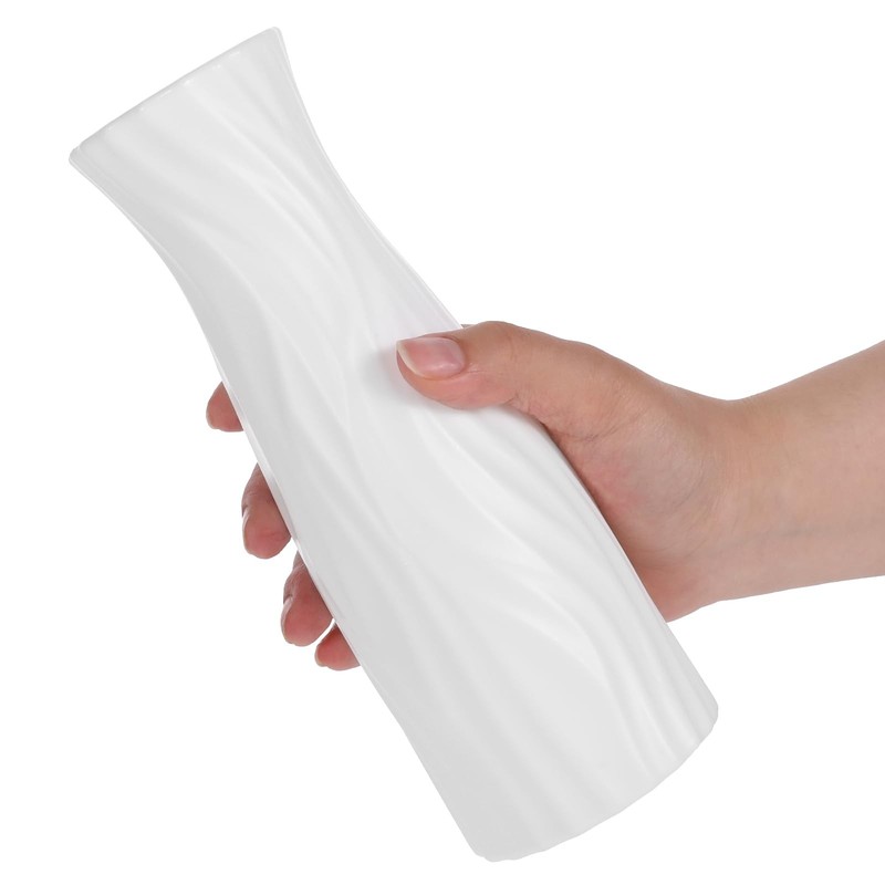White Tall Conic Composite Plastic Floral Vase Unbreakable Centerpieces 12 PCS gallery
