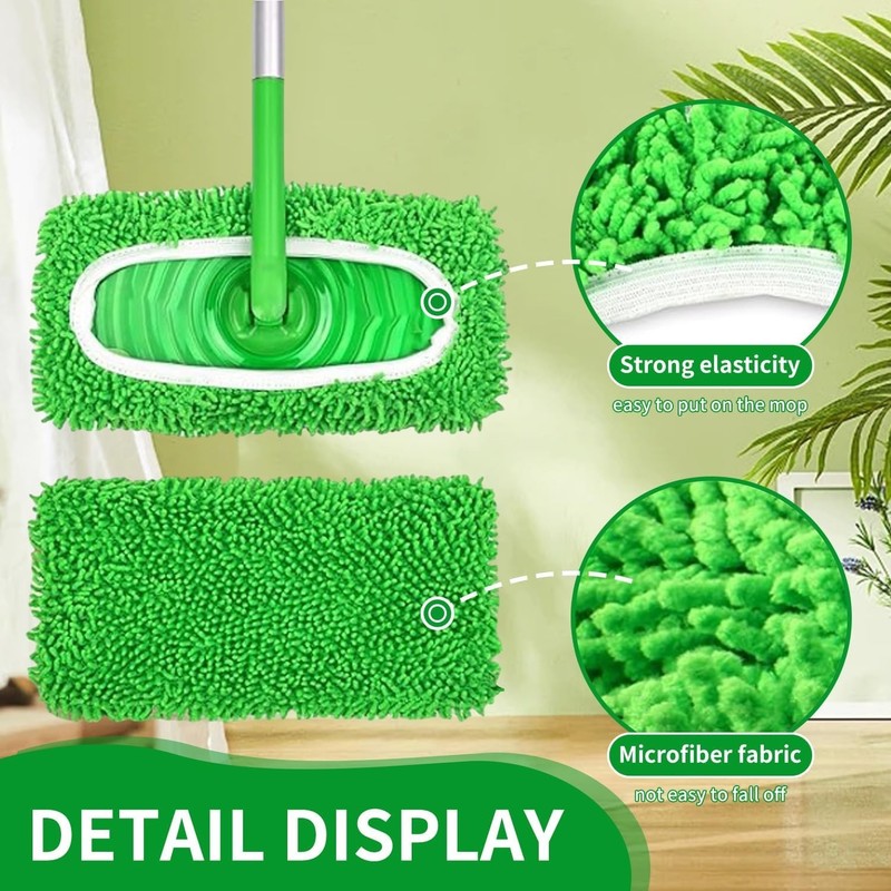 Super Absorbent Microfiber Mop Pads - Compatible with Swiffer, 4 Green Pads gallery