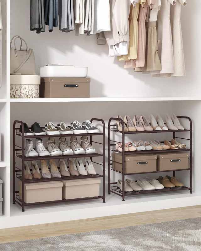 SONGMICS Stackable Shoe Rack, 4 Tier Metal Shoes Rack Storage Shelf, Holds up to gallery