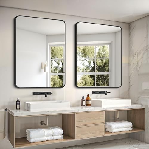 Bathroom Mirror 30" X 40", Large Rectangular Wall Mirror 40"L x 30"W Black gallery