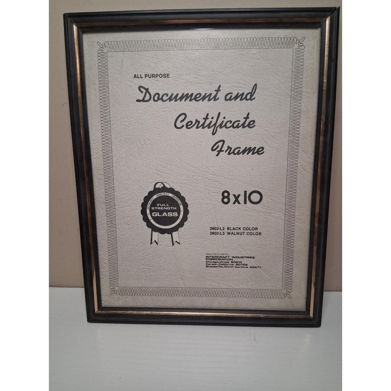 Vintage 8x10 Black & Walnut Document Certificate Frame Glass Front Wall Hanging gallery