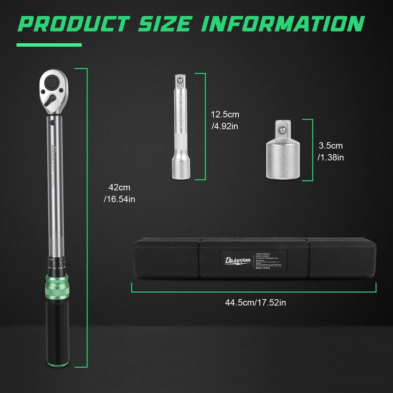 Torque Wrench Adjustable Torque Wrench 1/2" Drive 14.76-162.36ft.lb/20-220n.m gallery