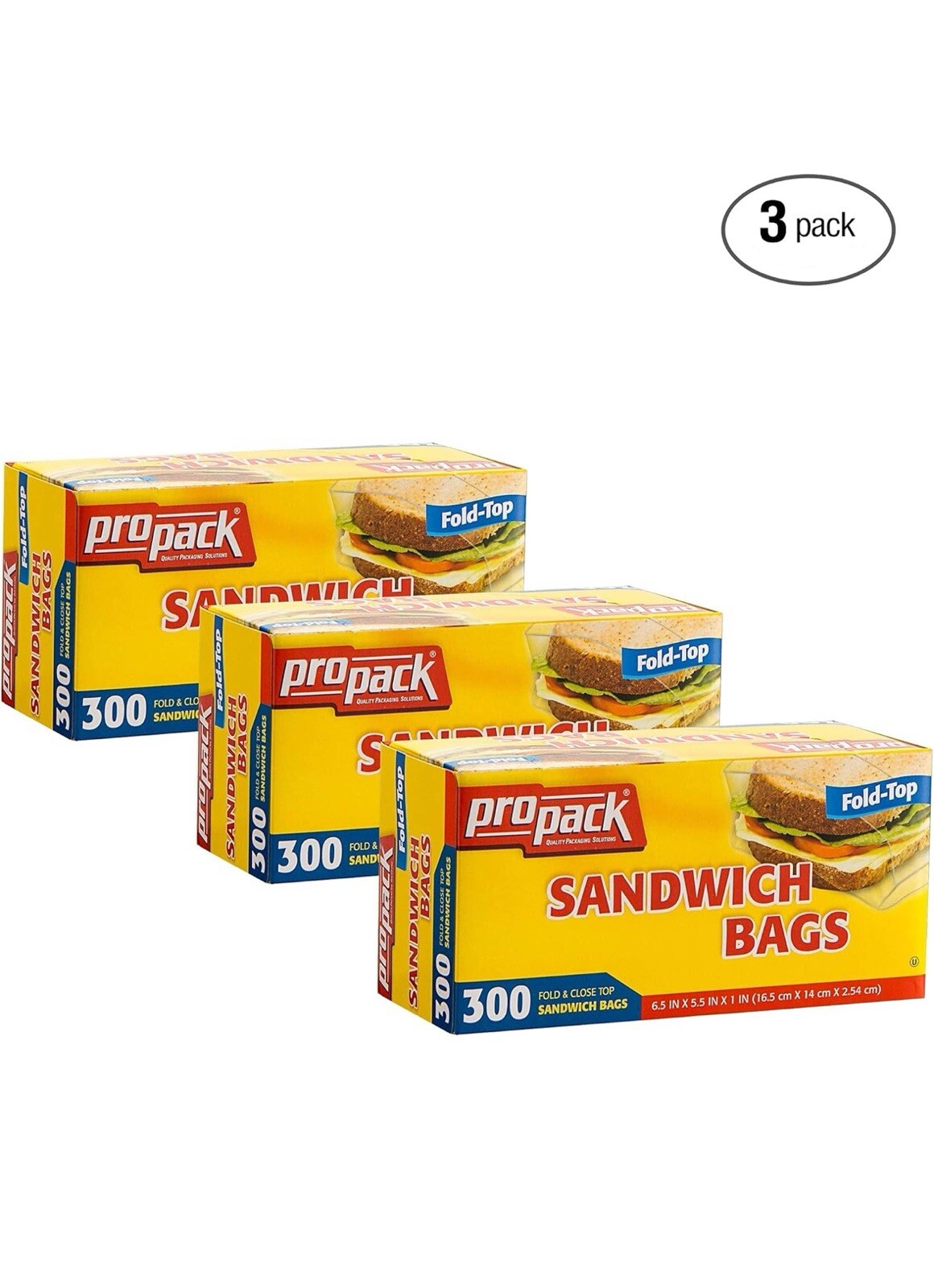 PROPACK Disposable Plastic Sandwich Bags with Fold Close Top 900 BAGS ,... gallery