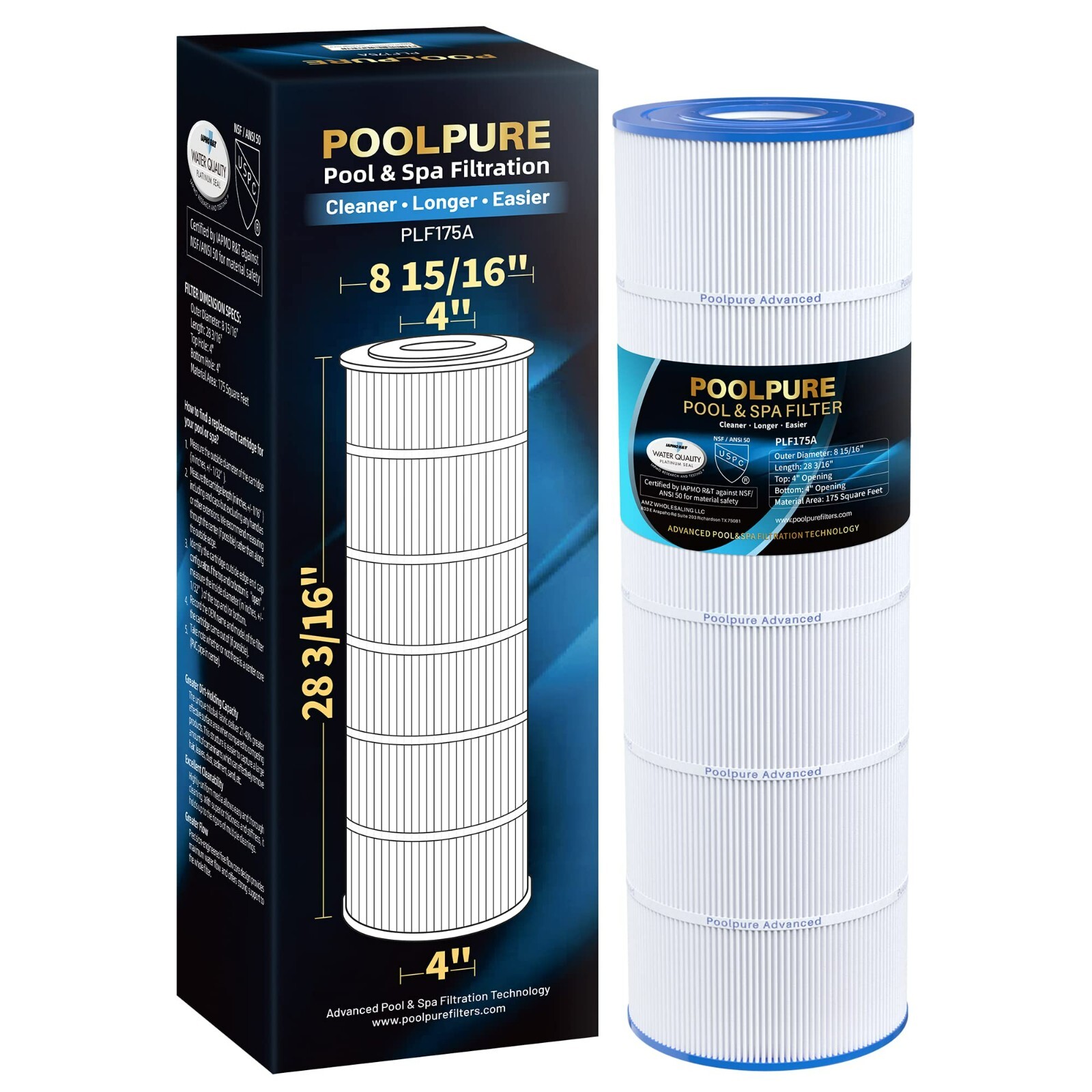 POOLPURE PLF175A Pool Filter Replaces Hayward C1750, CX1750RE, PA175, Ultral-B4 gallery