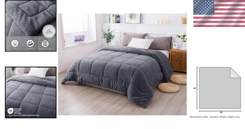 Breathable Lightweight Comforter Queen Size Modern Sherpa Bedding Excalibur gallery