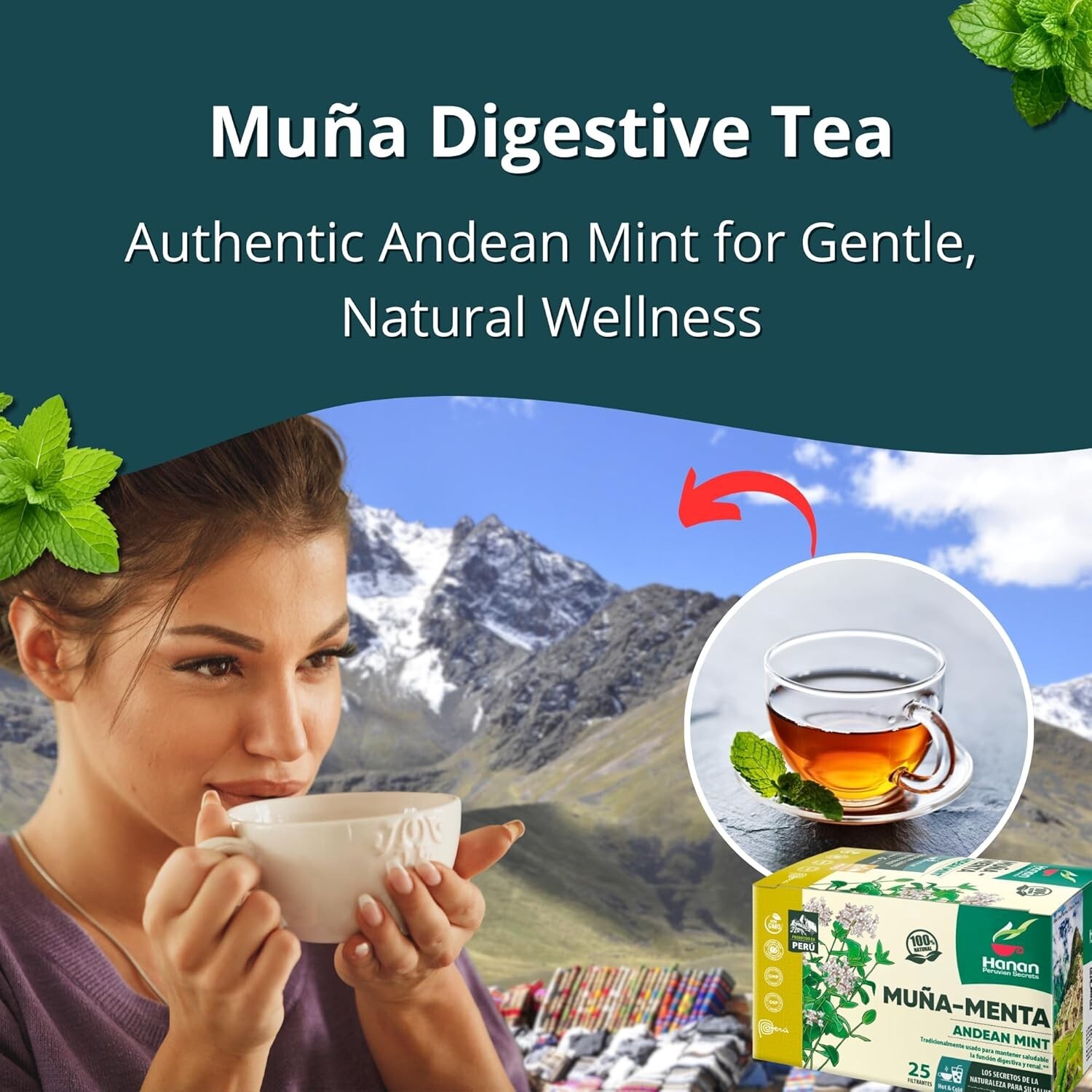 Andean Mint Tea Te de Muña 100 Tea Bags - 100% All Natural Wild Muna Leaves Peru gallery