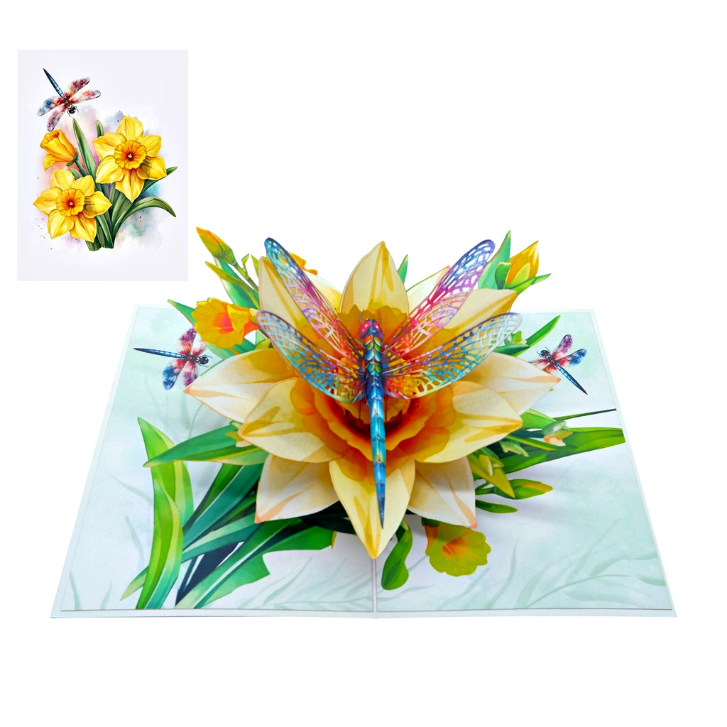 Dragonflies with Floral, Pop Up Card, 3D Popup Greeting Cards for all occasion gallery