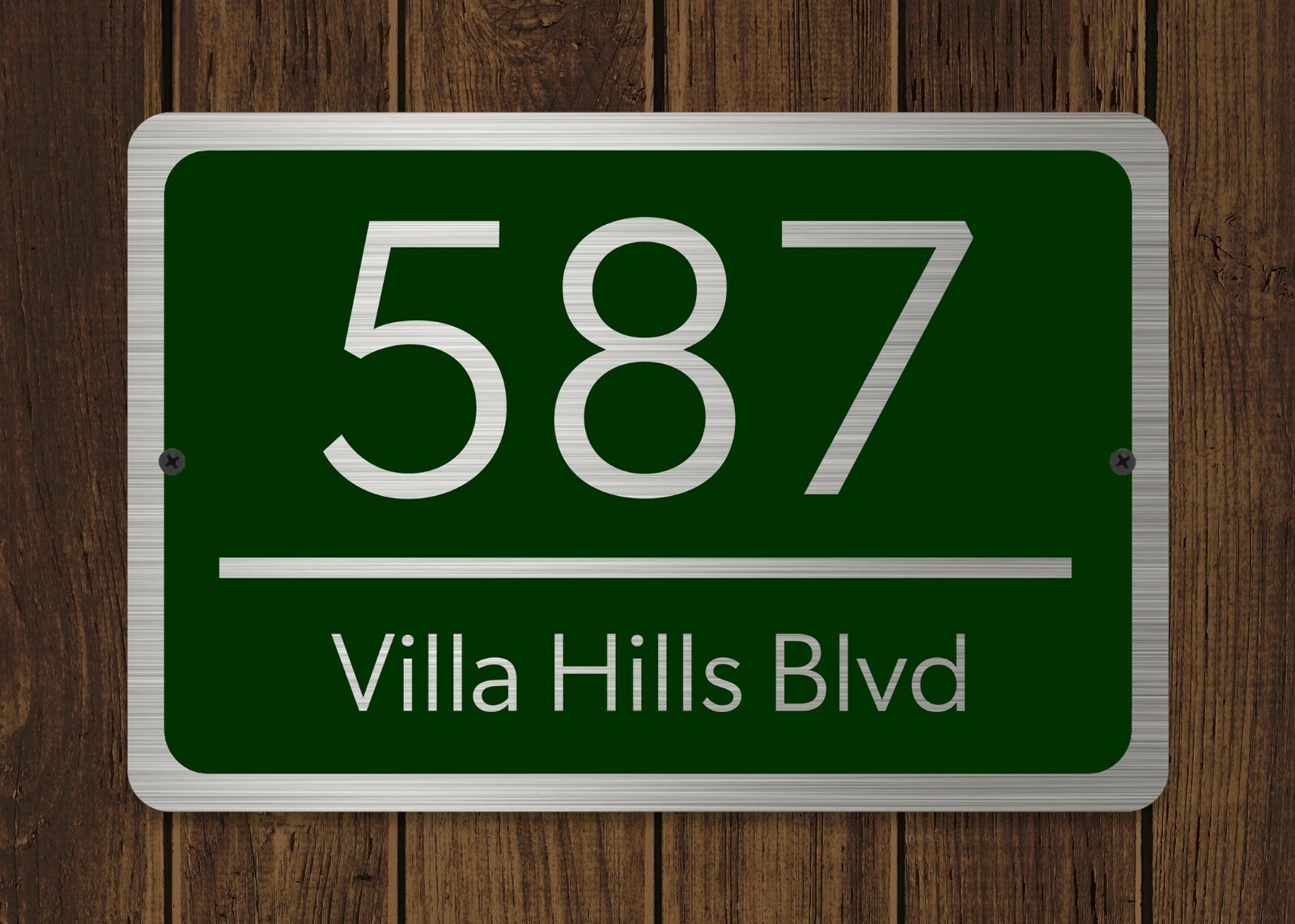 Customized Home Address Plaque Silver Text Metal 12" x 8" House Number Sign gallery