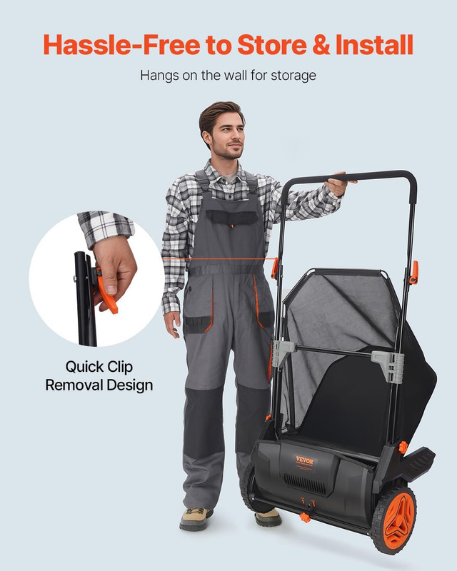 Push Lawn Sweeper, 21Inch Leaf & Grass Collector, Heavy Duty Thickened Steel Dur gallery