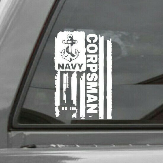 DISTRESSED UNITED STATES NAVY FLAG CORPSMAN VINYL DECAL STICKER U.S. NAVY gallery