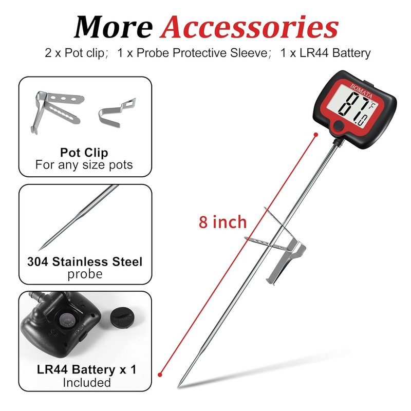 BOMATA Digital Candy Thermometer with Pot Clip, Deep Fry Oil Thermometer with Ro gallery
