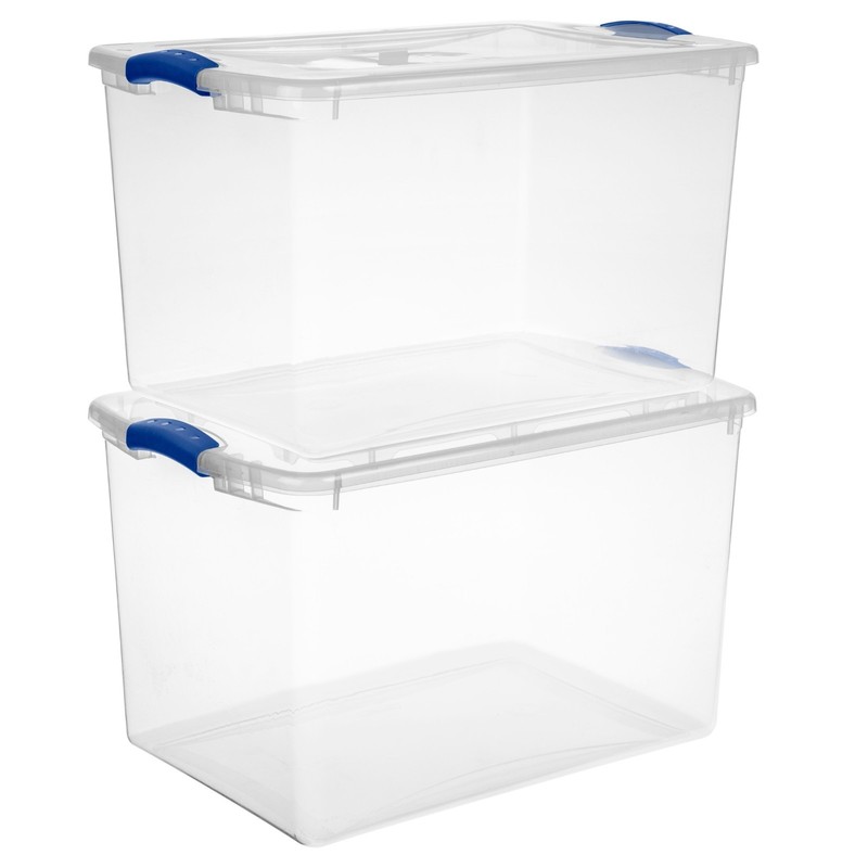 (6 pack) Sterilite Large Storage Bin, 66 Quart Clear Plastic Storage Container gallery