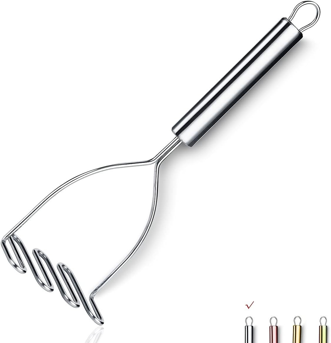 Potato Masher, Stainless Steel Heavy Duty Metal Ricer With 1. Silver gallery