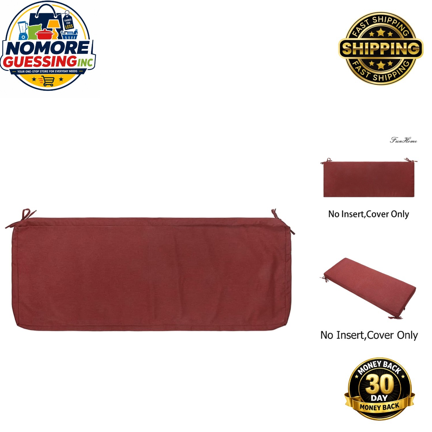 Rust Red Water-Resistant Outdoor Bench Cushion Cover 48x18x3 inch for Protection gallery