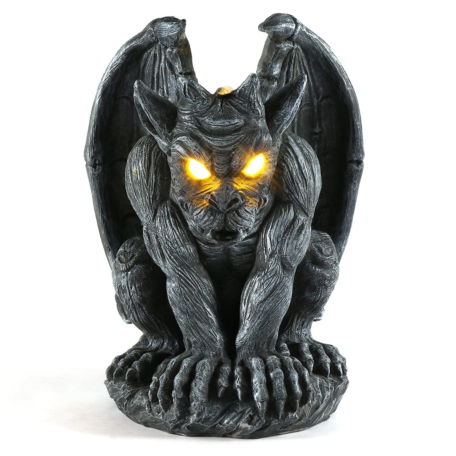 Large Winged Gargoyle Statue with Solar Lights Outdoor Decor, Sitting Gargoyl... gallery
