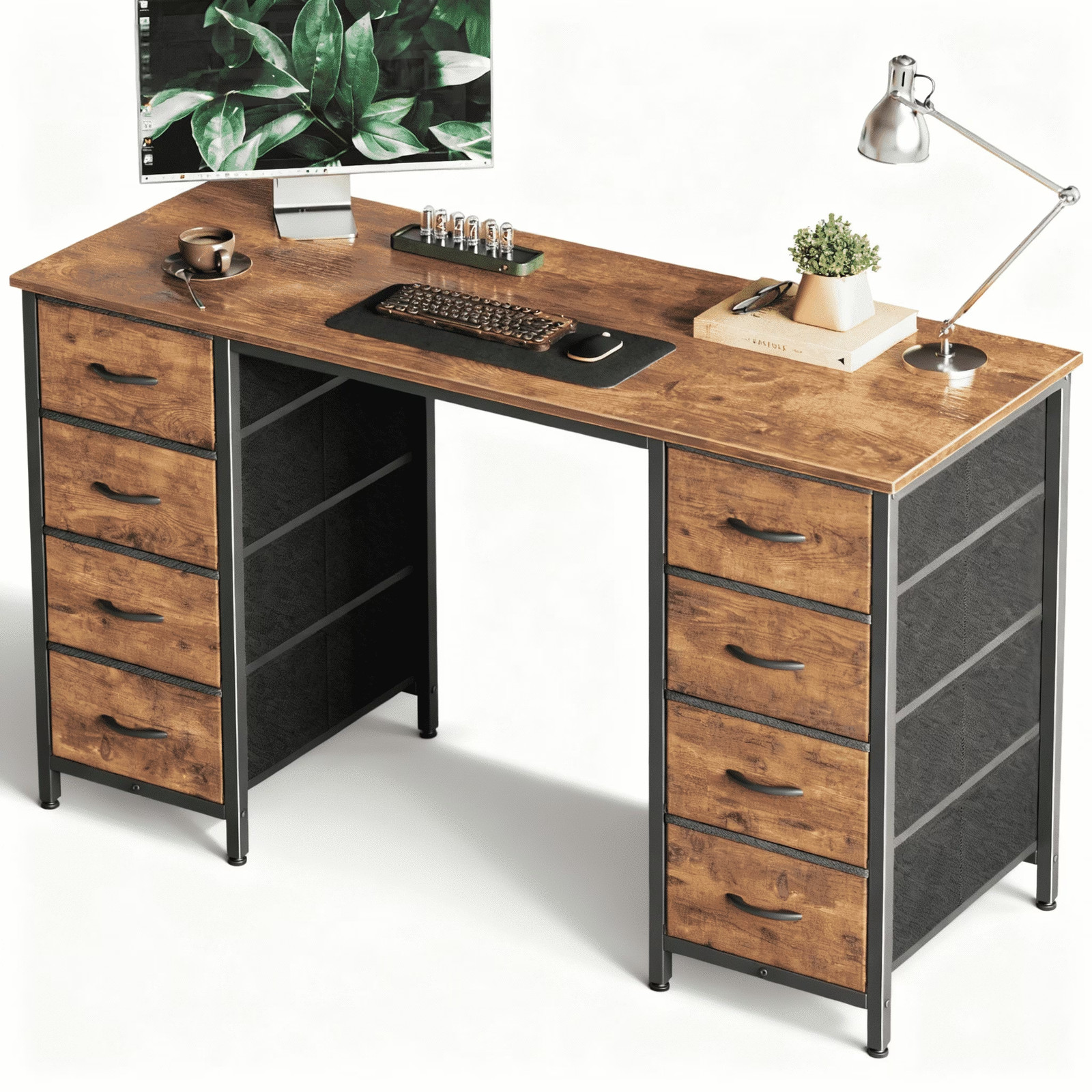 47 Inch Computer Desk with 8 Fabric Drawers, Home Office Desk Workstation for St gallery