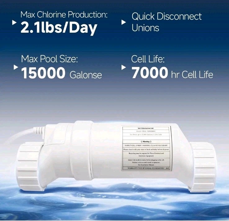 15,000 Gallons Salt Chlorination Cell for Swimming Pool For Hayward CELL-3 *NEW* gallery