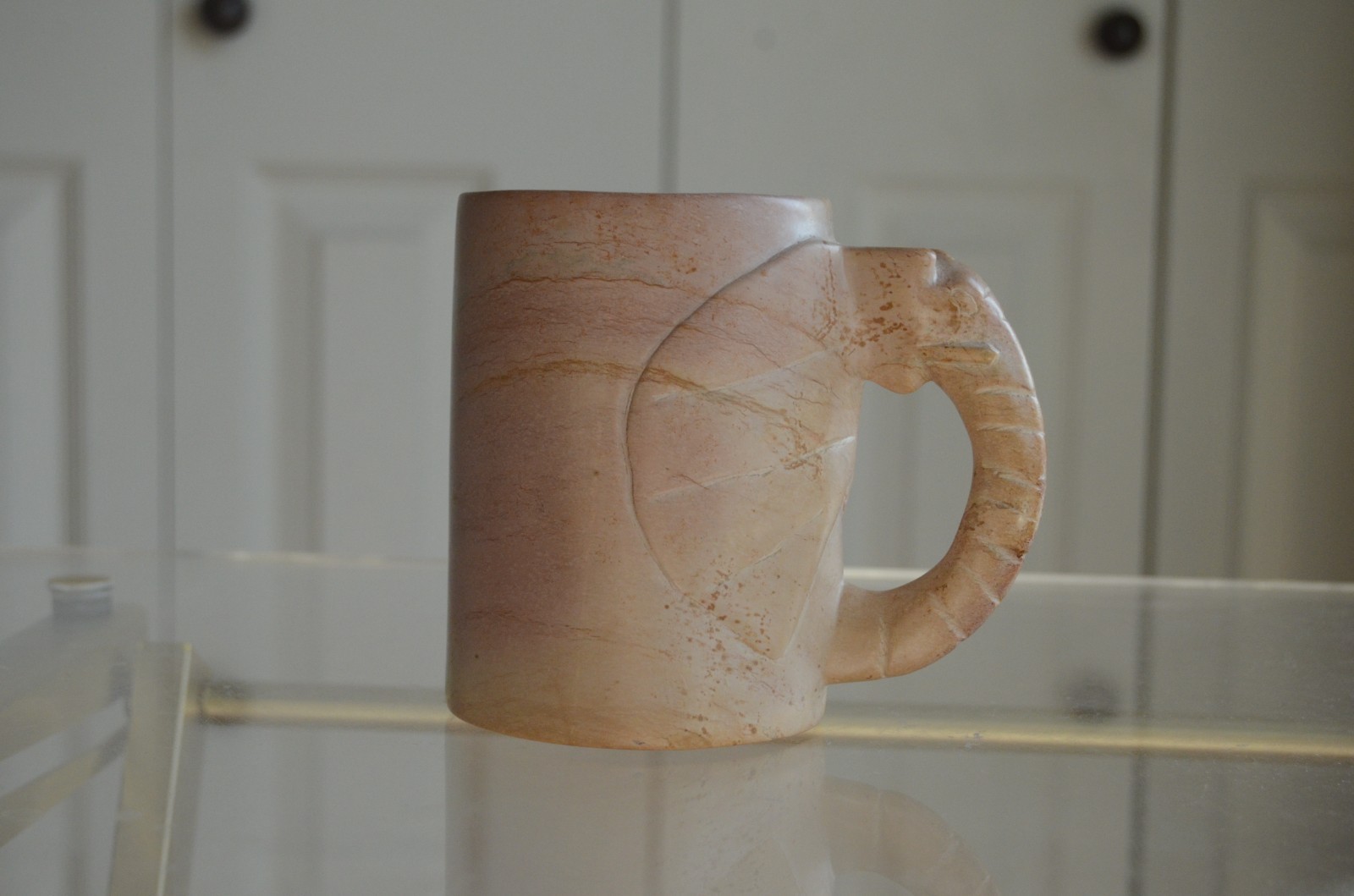 Elephant Mug Hand-Carved Soapstone Coffee Cup Cream Beige Safari Kenya Africa gallery