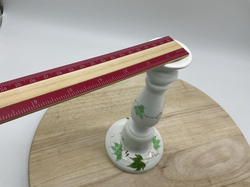 Hand Painted Ceramic Candlestick Holder Ivy Vine Green White Candle Holder gallery