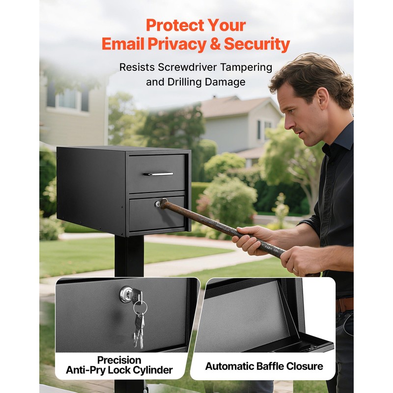 Uimoso Post Mount Mailbox Lockable Outdoor Metal with Magnetic Door Black gallery