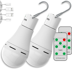 USB Rechargeable Light Bulbs with Remote, 4 Light Modes + Timer, 1200 mAh Rechar