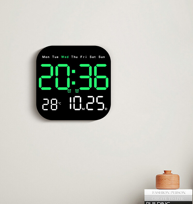 LED Large Digital Wall Clock Remote Control Temperature Date Week Display Set US gallery