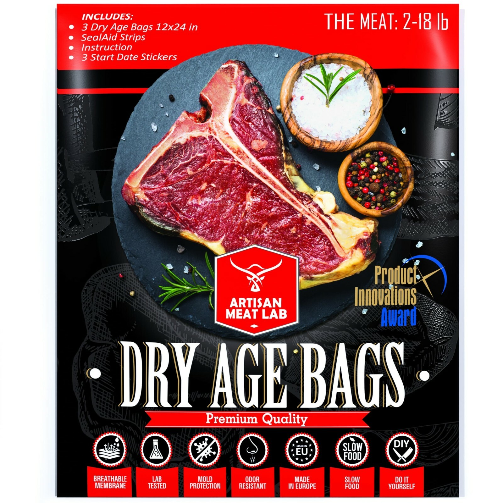 Dry Aging Bags for Home Made Beef Steak 3 pcs. bags KIT 20x30 cm 8x12 in size gallery