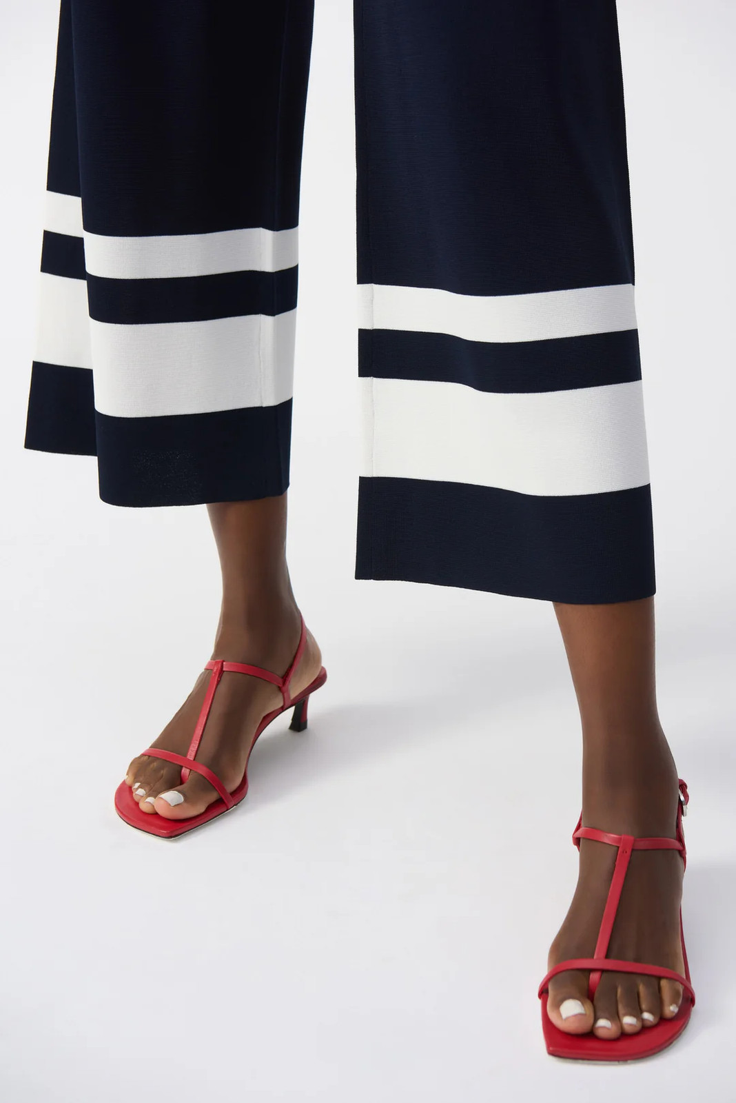 Joseph Ribkoff Blue/Vanilla Stripe Pull On Wide Leg Culotte Pants 251945 gallery