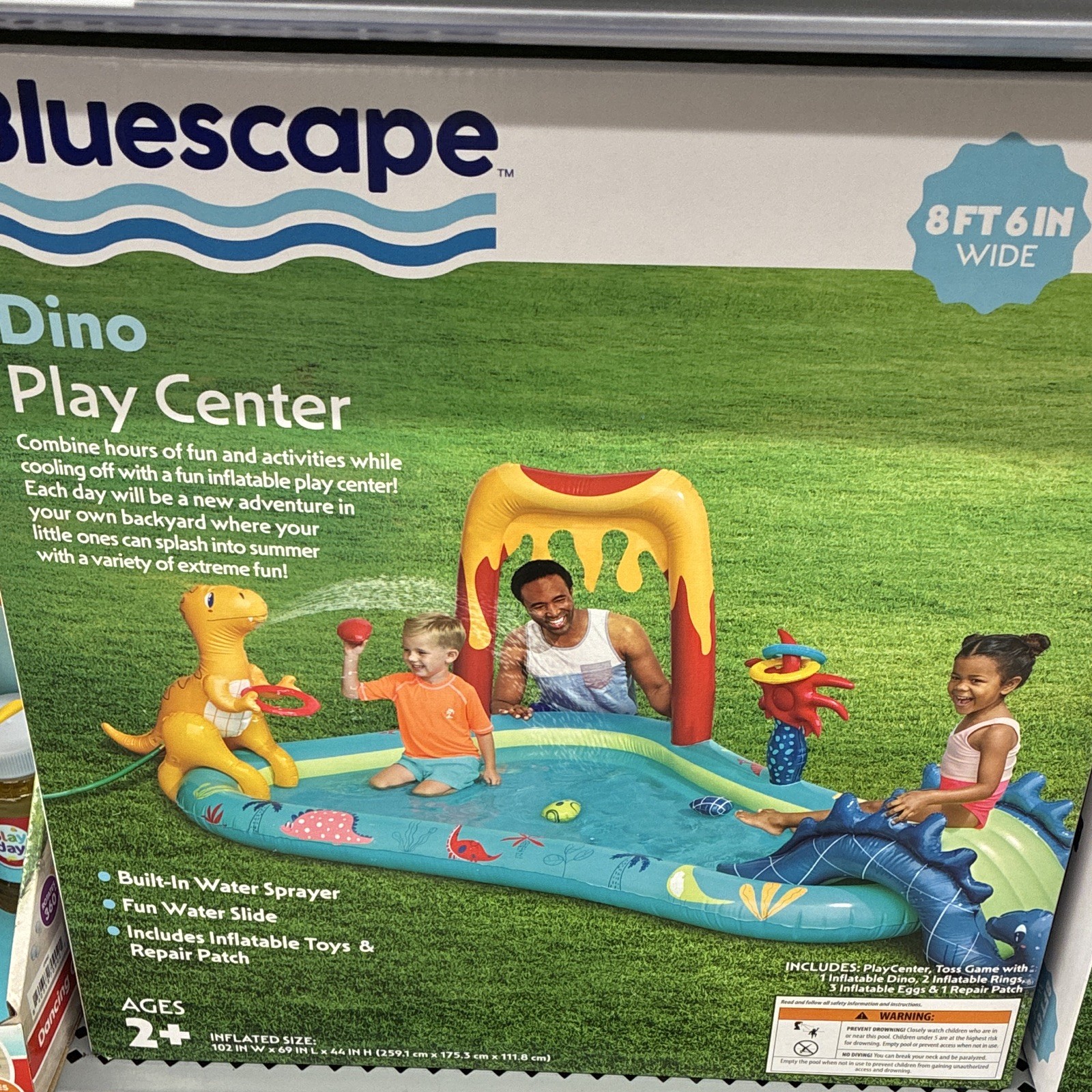 Bluescape Dino Inflatable Play Center Pool w Sprayer Slide Toys 8ft 6in gallery