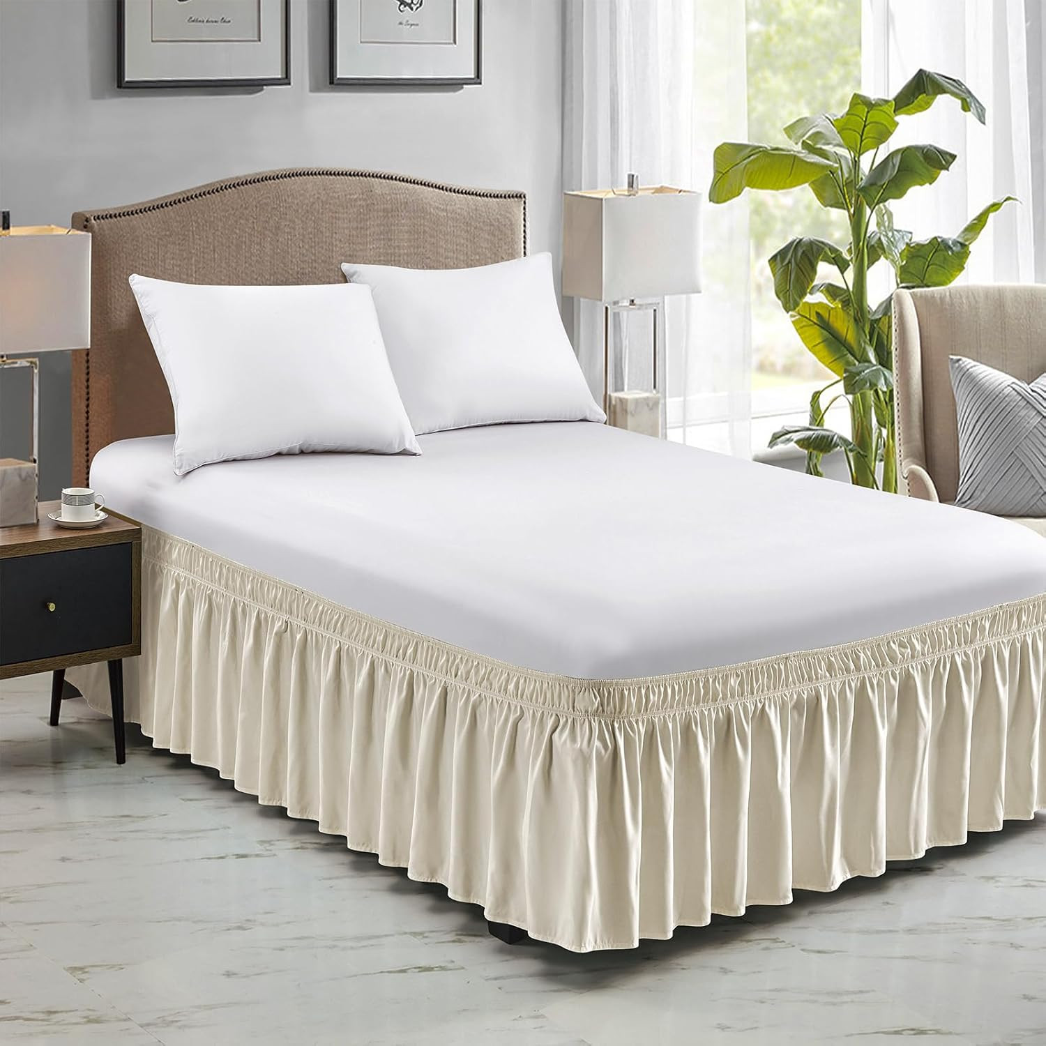 Elastic/Polyester Wrap Around Bed Skirts, Easy to Install - GG Home gallery