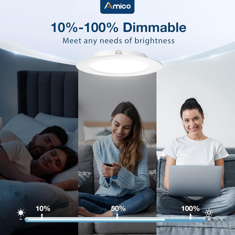 5/6" 48-Pack Dimmable LED Recessed Lights, 5CCT, 950LM, Retrofit, ETL/FCC gallery