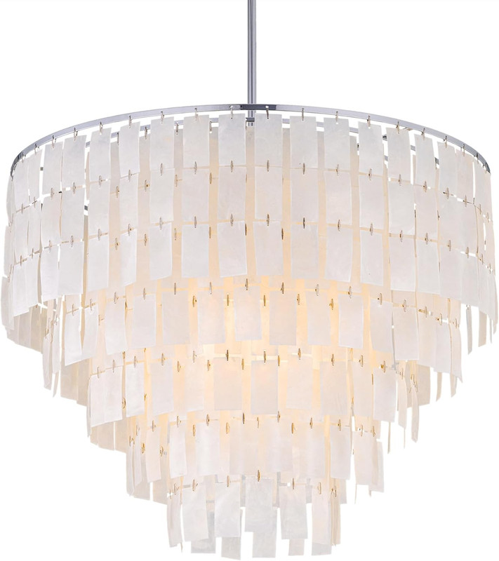 45/65cm Light Capiz Shell Chandelier, Gold / Silver Coastal Boho Fixture gallery