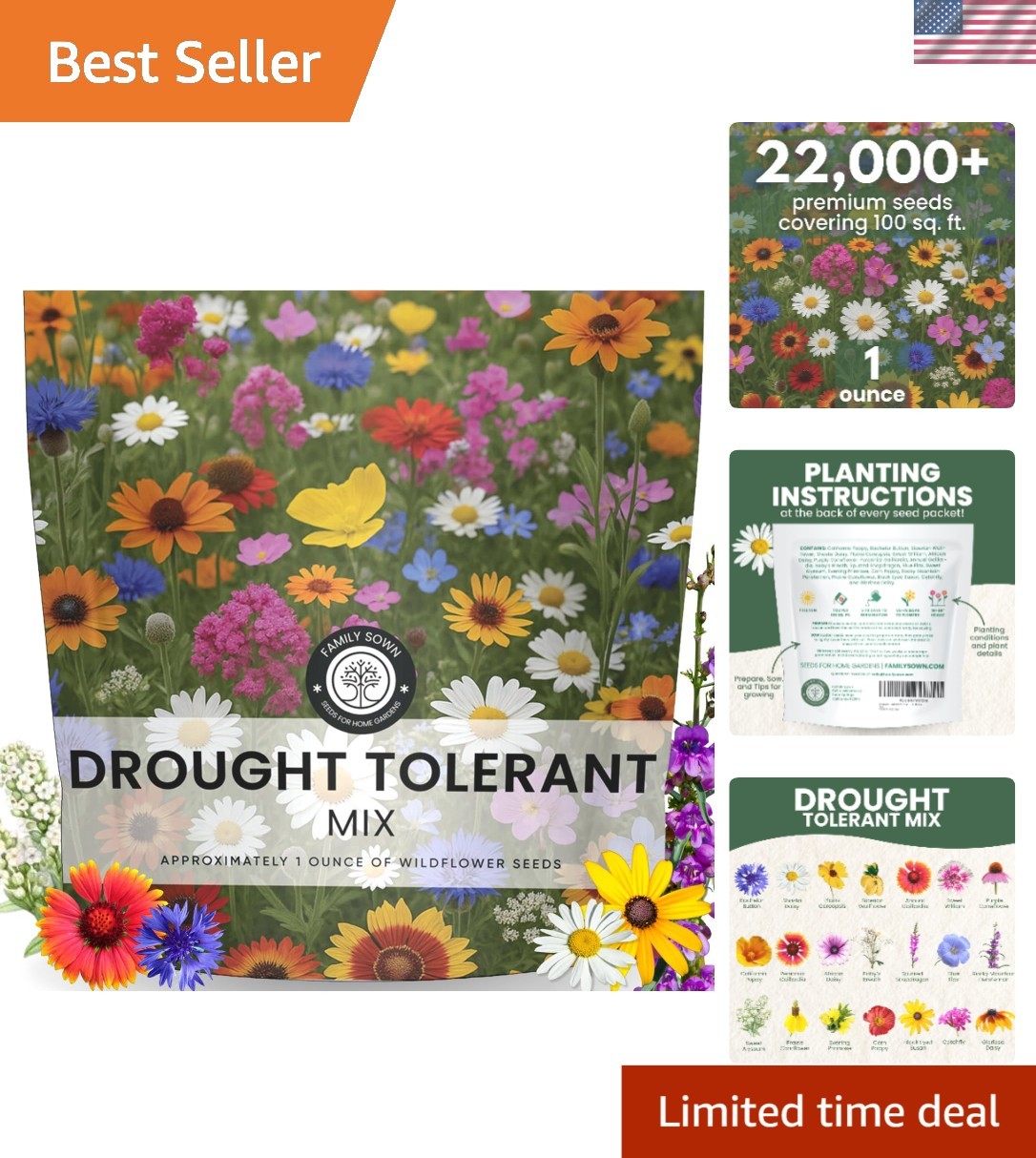 Drought-Resistant Wildflower Seed Mix - 22,000 Seeds in 1 Ounce Pouch gallery