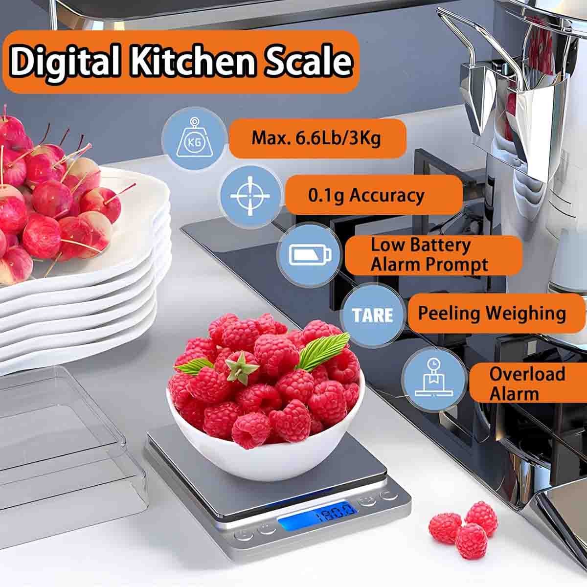 Digital Food Scale, 6lb Kitchen Scales Grams & Ounces For Weight Loss , Cooking gallery