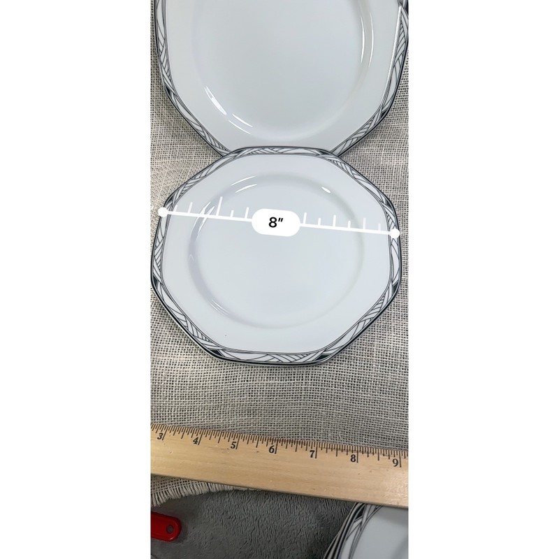 Studio Nova Synthesis Y0031 Octagonal Salad Plates Set of 2 Black Grey White 8in gallery