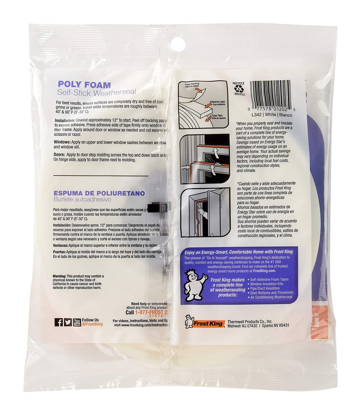 L342H 1/4Inch Polyurethane Foam Tape White Weather Stripping Insulation gallery